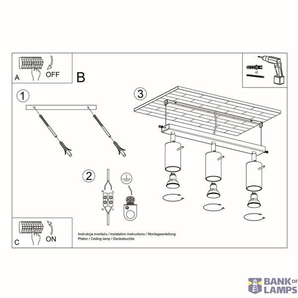 RING CEILING LAMP 3L WHITE GU10 3X40W IP20 image 7
