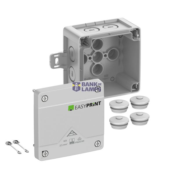 Junction box, Type of protection IP66/IP67/IP69, max. 2,5², IK09, Protection class II, Ui 1000V AC, Ui 1000V DC, DNV, VDE, Halogen free Abox Pro 025 AB-L EasyPrint image 1