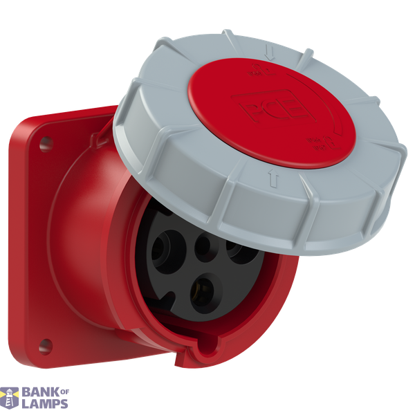 Straight panel socket 63A 4P 6h IP66/67 image 1