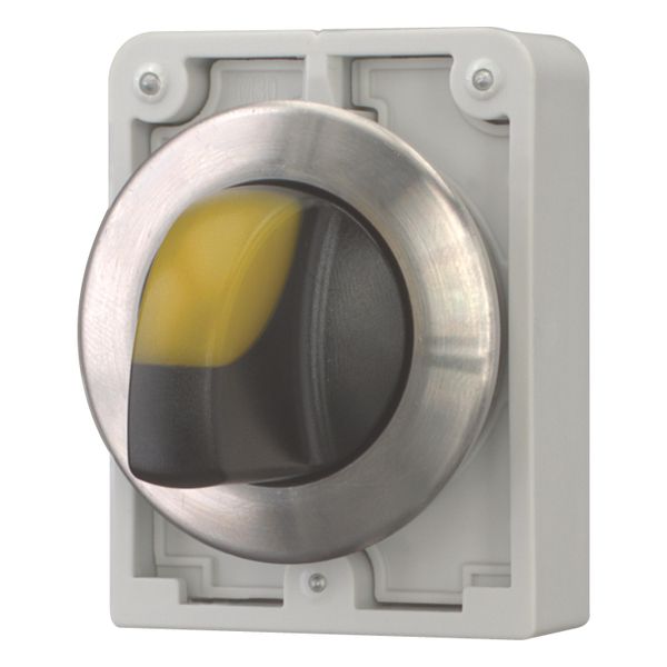 M30I-FWRLK3-Y Illuminated selector switch actuator, RMQ-Titan, with thumb-grip, maintained, 3 positions, yellow, Front ring stainless steel image 3