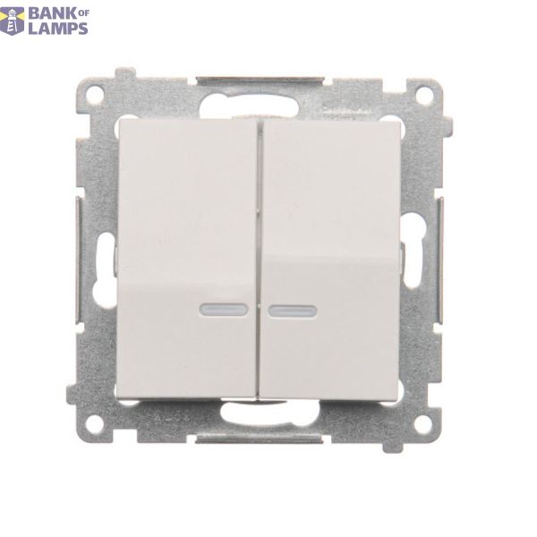 IP two-circuit switch, LED illuminated, (module), 16AX, Screw, white image 1