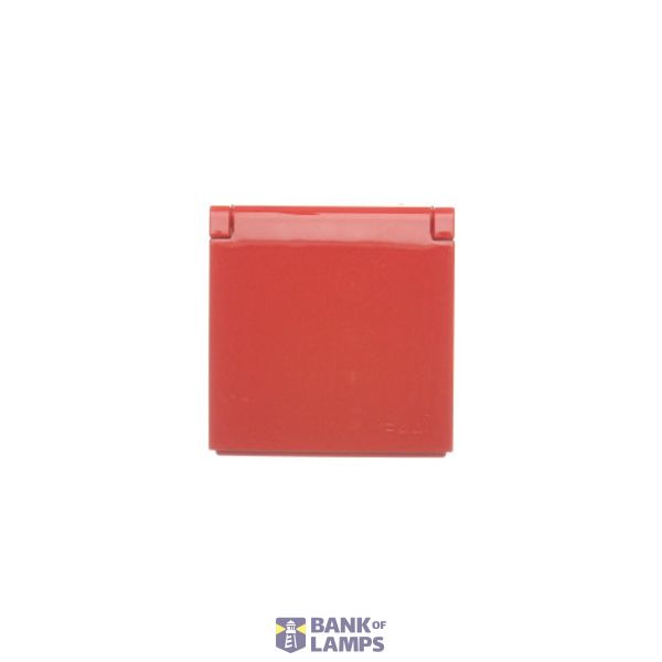 Cover for single socket outlet with earthing IP44 - same color flap & cover, red image 1