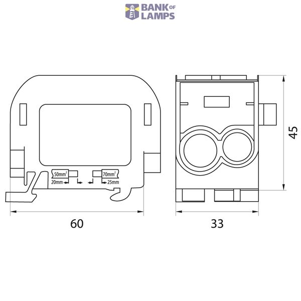 Distribution block LK70/50-1P N image 1