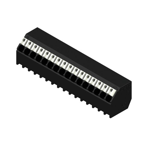 Printed circuit board terminals, 3.50 mm, Number of poles: 16, 135°, Solder pin length (l): 1.5 mm, black, PUSH IN with actuator, Clamping range, max. : 1.5 mm², Tube image 1