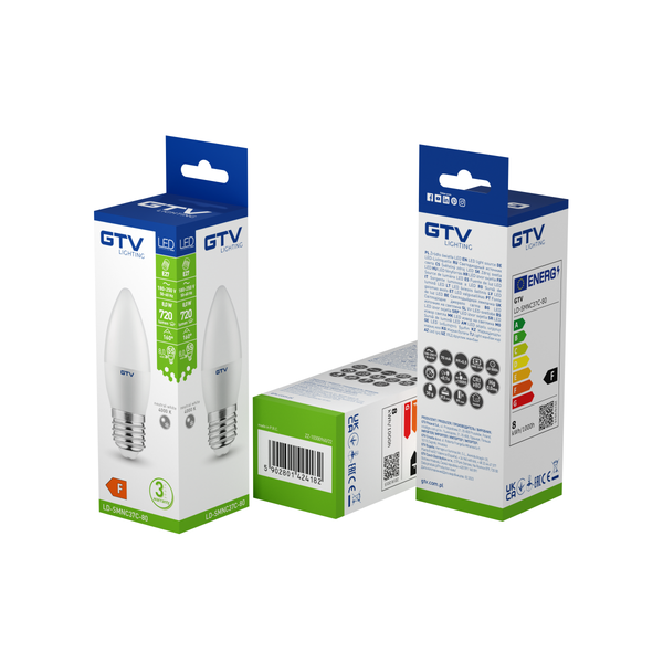 LED Bulb E27, C37, 8 W, 720 lm, 4000K, AC180-250V, 160° image 3