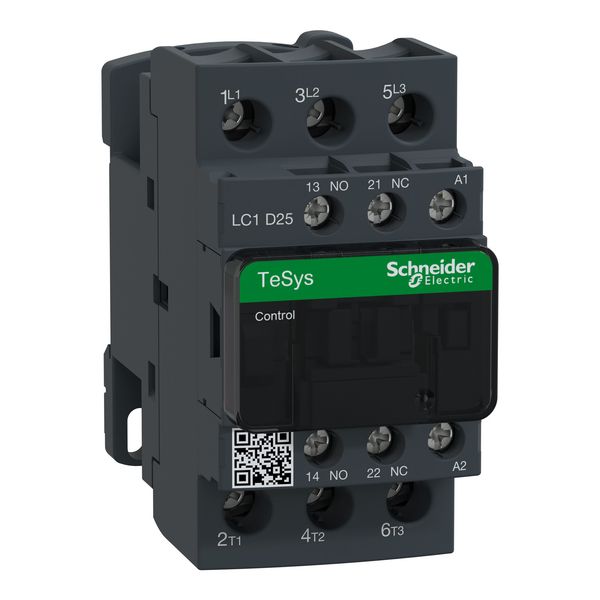 Contactor, TeSys Deca, 3P(3 NO), AC-3/AC-3e, 0 to 440V, 25A, 230V 50Hz coil image 1