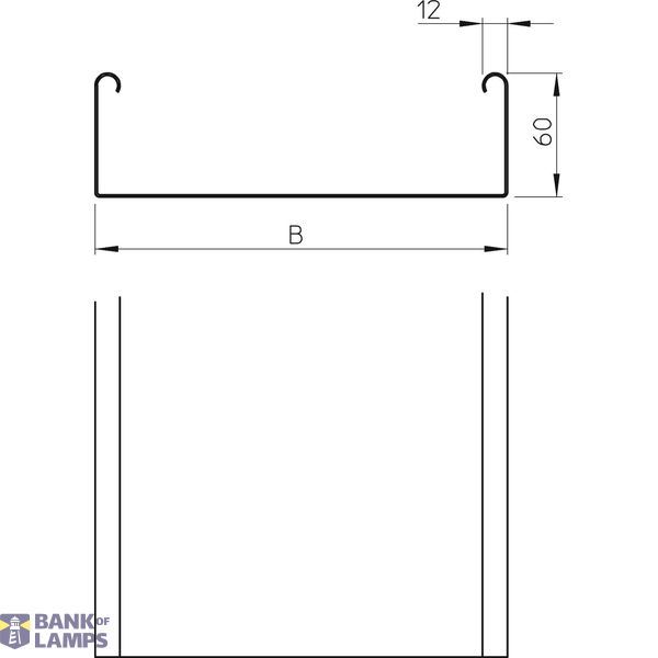 Cable tray EKSU unperforated, connector holes 60x200x3000 Steel Hot-di image 2