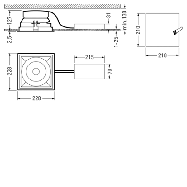 Downlights Sonnos HCL Lens White square ETDD8 26W 2600lm Very Wide Flood (VFL) IK06 3 SDCM image 1