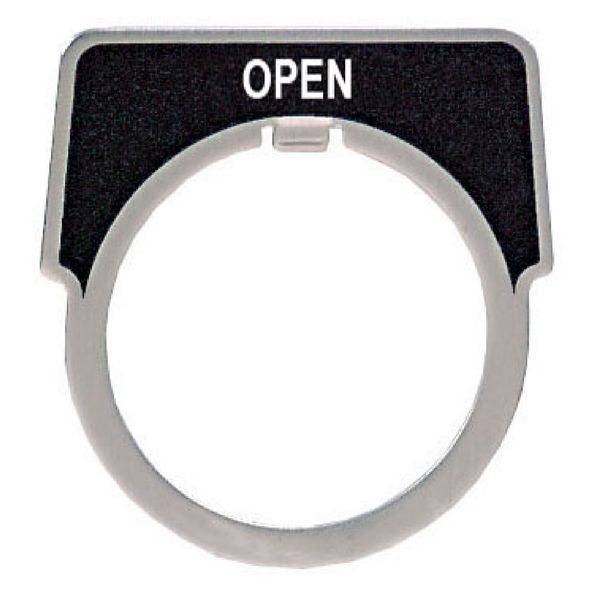 Legend, Harmony 9001K, Harmony 9001SK, 30mm, aluminium, black with silver letters, 40x43mm, marking OPEN image 1
