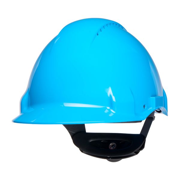 3M™ Hard Hat, Uvicator, Ratchet, Ventilated, Plastic Sweatband, Blue,  image 1