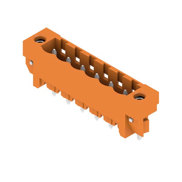PCB plug-in connector, male header, Solder flange, THT solder connection, 5.08 mm, Number of poles: 6, 180°, Solder pin length (l): 3.2 mm, tinned, orange, Box image 3