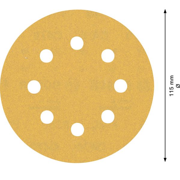EXPERT C47 Sandpaper with 8 holes for Random Orbital Sanders 115 mm, G 18 5-pc image 2