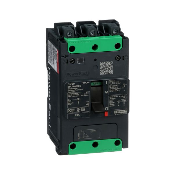 MCCB 14KA 600Y/347V UL 20A 3P EVERLINK image 1