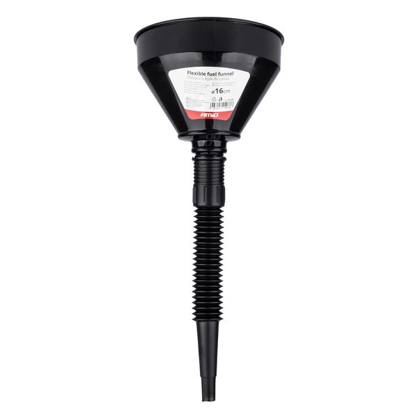 Flexible black universal funnel with strainer for fuel liquid water 16 cm AMIO-04038 image 1