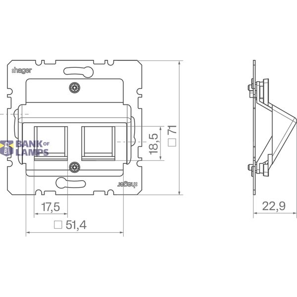 Central plate 2-way, AMP connectors, A.x/C.x/S.x/B.x/Q.x/K.x matte black image 2