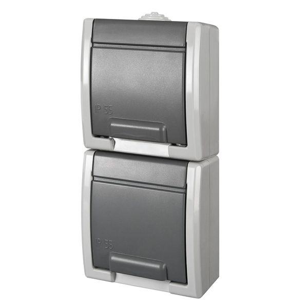FAMATEL ATLAS SCHUKO socket 2-unit. vertical IP55 image 2