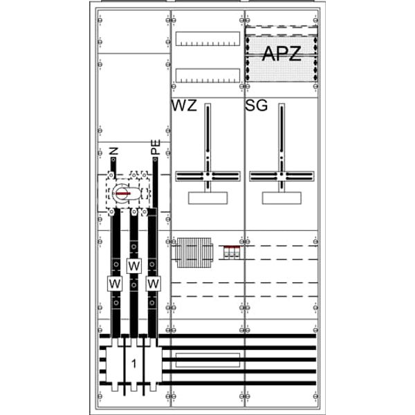 WA39KK41 9RE 3FB Complete cabinet according to FNN In 200A with three-point fastening image 1