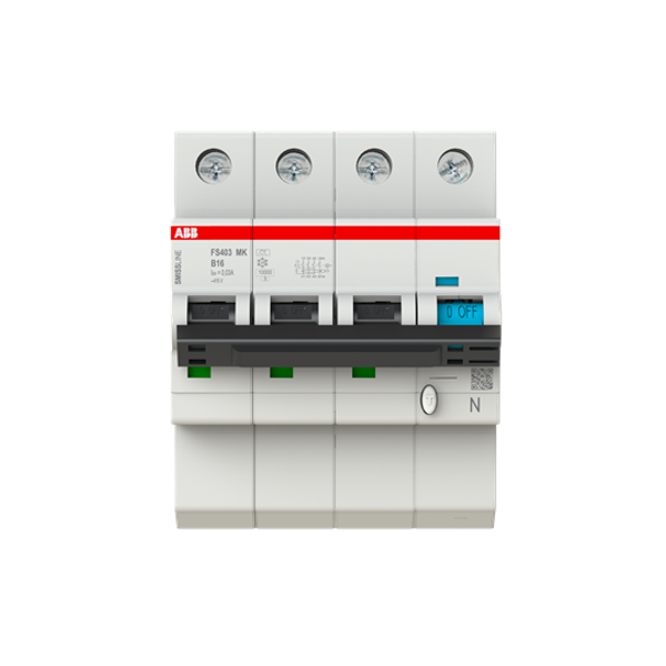 Residual current protection with overcurrent protection B Kar, 16A, 30mA, 10kA 3P+Prov. N image 1
