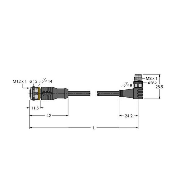 Actuator and Sensor Cable, PUR Extension Cable   RKC4T-0.6-PSW3M/TXL3190 image 1