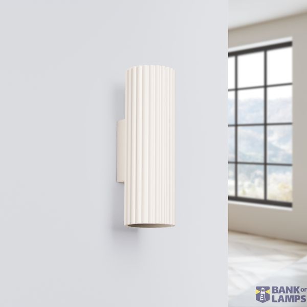 CARBON VERTICAL WALL LAMP WITH BEIGE MINIMALISTIC LAMPSHADE FOR DINING ROOM 2XGU10 image 3