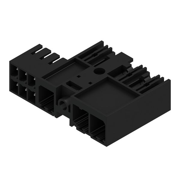 PCB plug-in connector, male header, closed side, Middle flange, THT solder connection, 7.62 mm, Number of poles: 3, 270°, Solder pin length (l): 3.5 mm, tinned, black, Box image 2