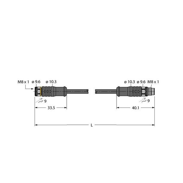 Actuator and Sensor Cable, PUR Extension Cable   PKGC4M-1-PSGC4M/TXL1005 image 1