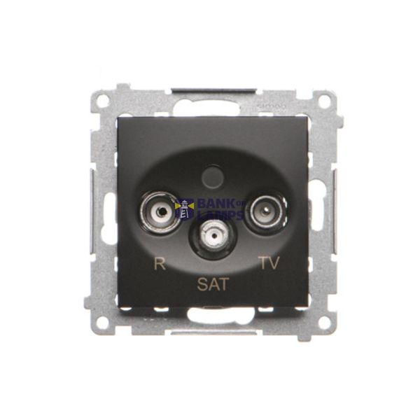 R-TV-SAT pass through aerial socket, atten.: 10dB, black matt image 1
