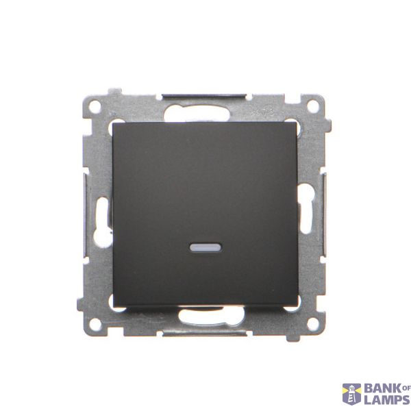 Single switch with backlight LED, (module), 10AX, quick connection, black matt image 1