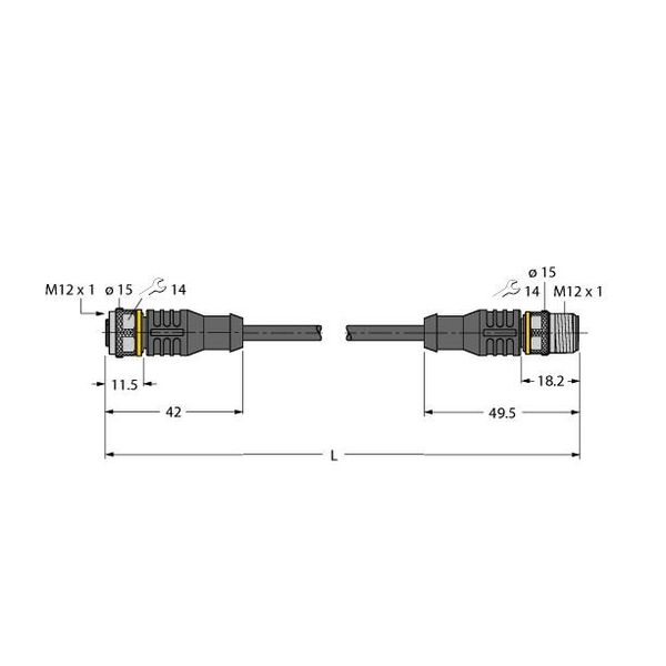 Actuator and Sensor Cable, PUR Extension Cable   RKC4.5T-5-RSC4.5T/TXG image 1