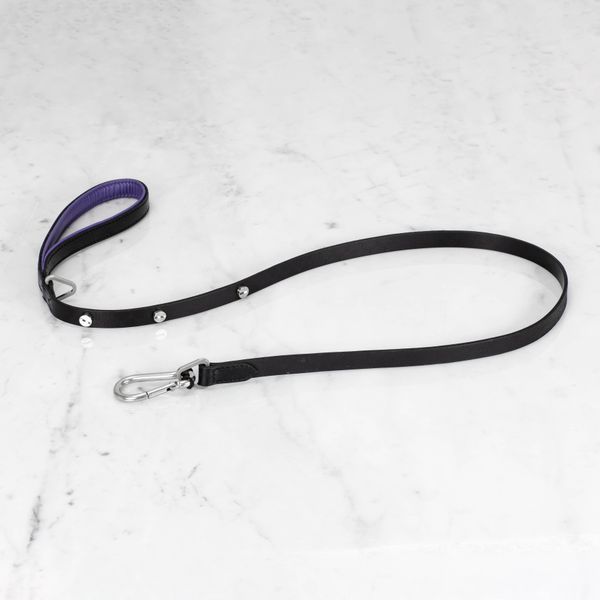 DOG LEAD / CROSS / BLACK / PURPLE / STEEL (15MM) image 1