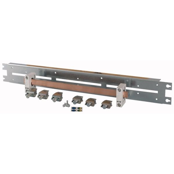 BPZ-GND-1200 Earth bar (copper) 20x5mm, insulated on mounting plate, for housing width 1200mm image 1