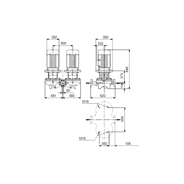 In-line circulator pump TPD 80-270/4 A-F-A-BQQE 7.5 kW 400D 50Hz IE3 image 1