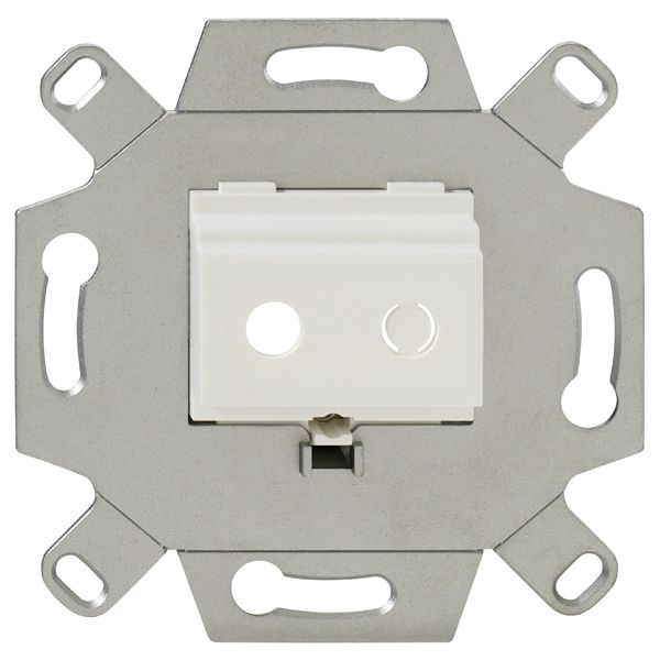 Mounting adapter, 2-fold, pearl white (similar to RAL 1013), for mini jack socket (3.5 mm), for TAE covers image 1