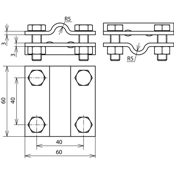 Cross unit St/tZn f. Rd 8-10/8-10mm - Rd 8-10/Fl 30mm Fl 30/30mm w/o i image 2