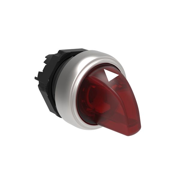 Illuminated selector switch actuator Ø22mm Platinum series chromed plastic, 3 position, 1 - 0 < 2. Red image 1