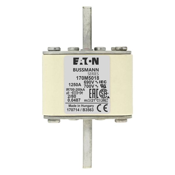 Fuse-link, high speed, 500 A, AC 690 V, size 2, 59 x 77 x 108 mm, aR, IEC, single indicator image 5