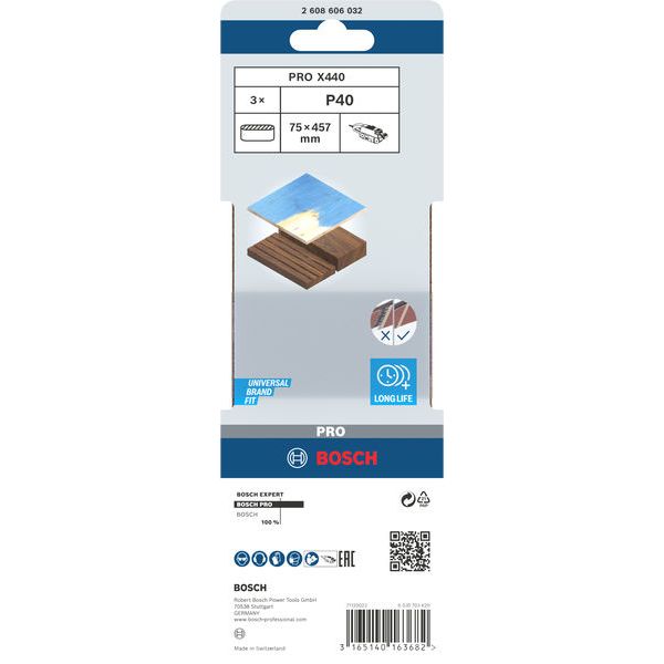 3-piece X440 sanding belt set 75 x 457 mm, 40 image 2