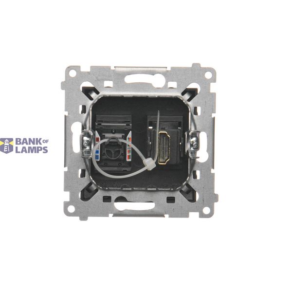 IP44 single socket outlet with frame seal - transparent flap, module, 16A, quick connection, graphite mat image 1
