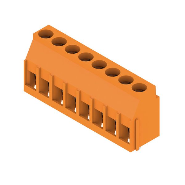Printed circuit board terminals, 5.00 mm, Number of poles: 8, 90°, Solder pin length (l): 3.2 mm, tinned, orange, Clamping yoke connection, Clamping range, max. : 6 mm², Box image 4
