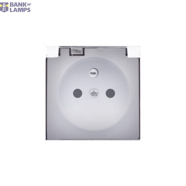 Cover for single socket outlet with earthing IP44 - transparent flap, white image 1