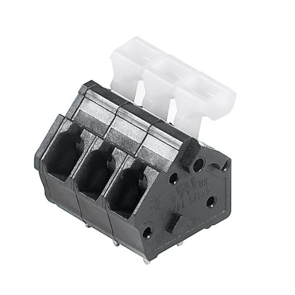 Printed circuit board terminals, 5.00 mm, Number of poles: 8, 135°, Solder pin length (l): 3.5 mm, tinned, black, Tension clamp connection with actuator, Clamping range, max. : 2.5 mm², Box image 1
