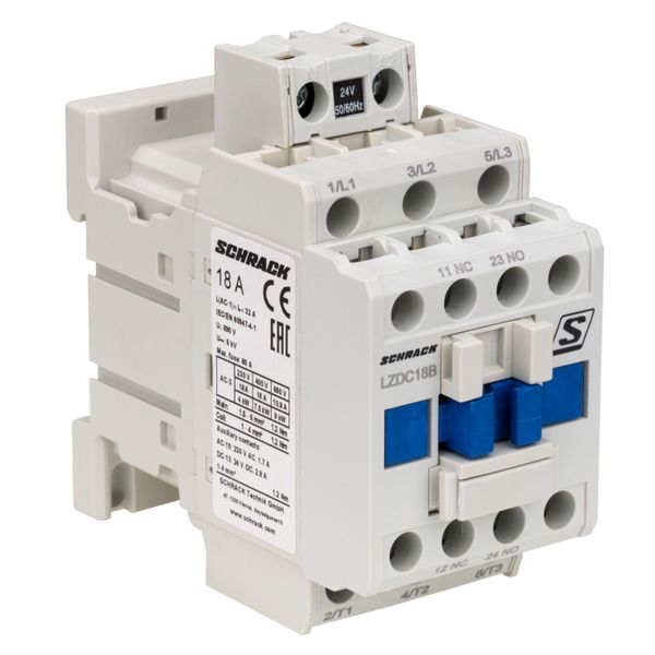 Contactor 3-pole, CUBICO Classic, 7,5kW, 18A, 1NO+1NC, 24VAC image 3