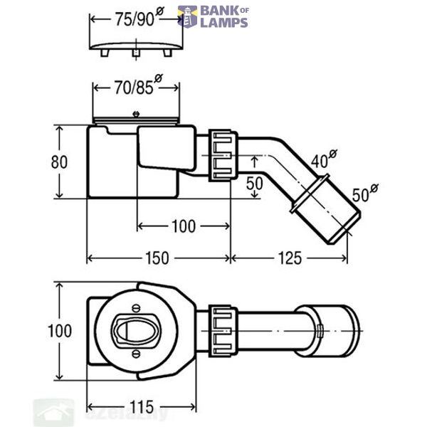 Shower trap Domoplex (drain hole 52mm) 75x40/50 without fittings image 2