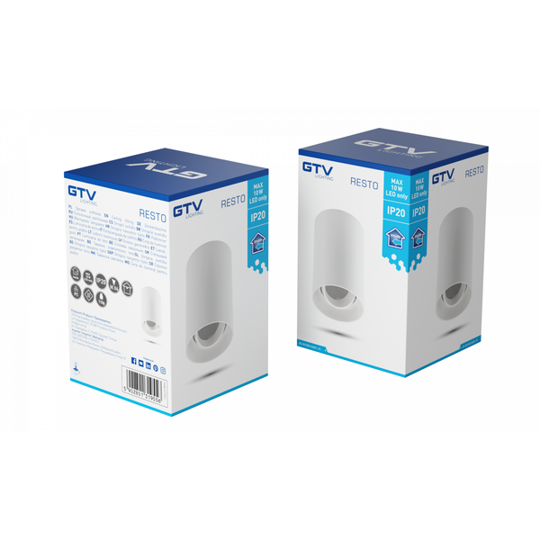 Ceiling luminaire housing RESTO, max. 10 W (LED ONLY), Ø80x125 mm, IP20, PC, white image 2