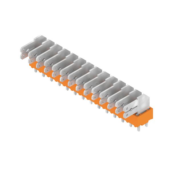 Printed circuit board terminals, 5.00 mm, Number of poles: 14, 90°, Solder pin length (l): 3.5 mm, tinned, orange, Flat-blade connection, Box image 4