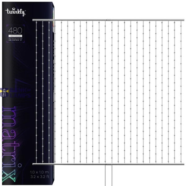 Twinkly Matrix – 480 RGB LED Lights Pearl Shaped, Clear Wire, 3.3x3.3ft Plug Type F image 1