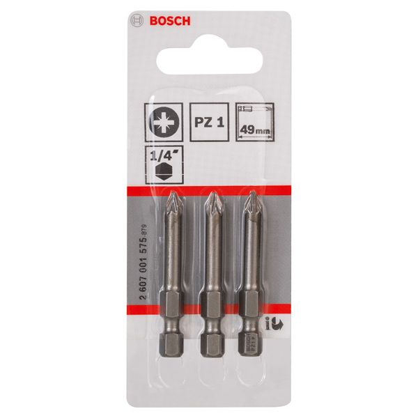 Screwdriver bit Extra Hard PZ 1, 49 mm 3 pcs. image 1