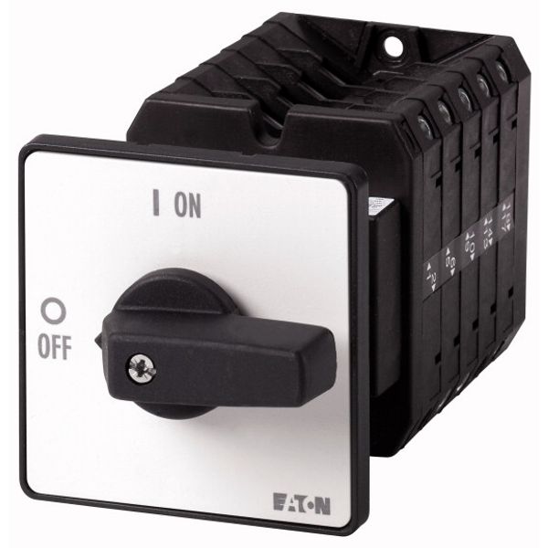 T5B-5-8346/Z On-Off switch, T5B, 63 A, rear mounting, 5 contact unit(s), 10-pole, with black thumb grip and front plate image 1
