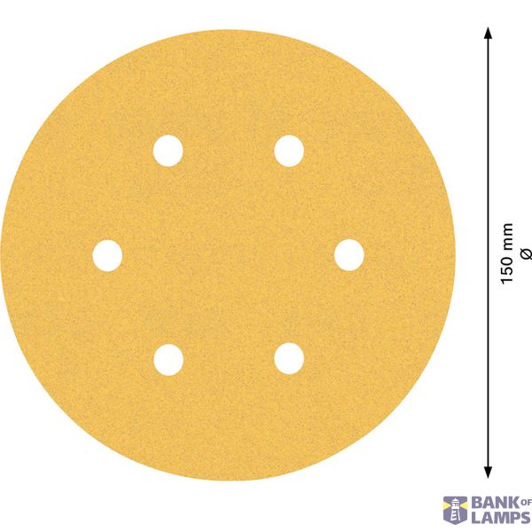 EXPERT C47 Sandpaper with 6 holes for Random Orbital Sanders 15 mm, G 12 5-pc image 1