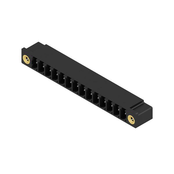 PCB plug-in connector, male header, Flange, THT solder connection, 3.81 mm, Number of poles: 14, 90°, Solder pin length (l): 3.2 mm, tinned, black, Box image 4